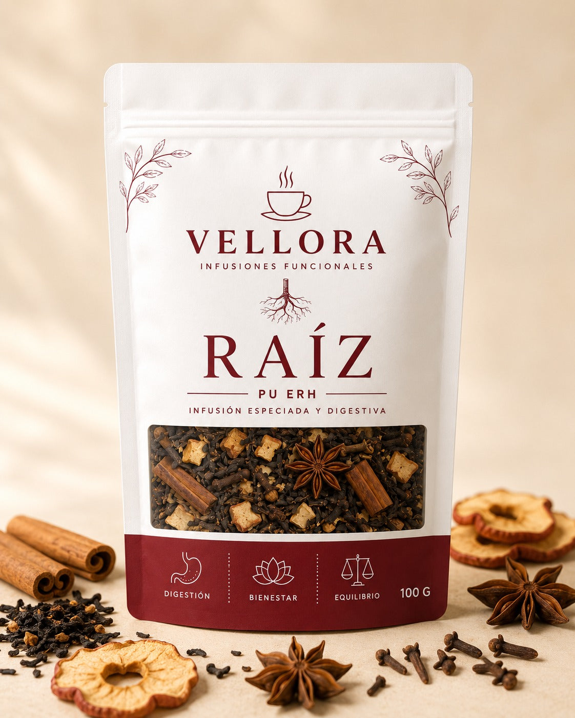 Vellora Raíz - empaque